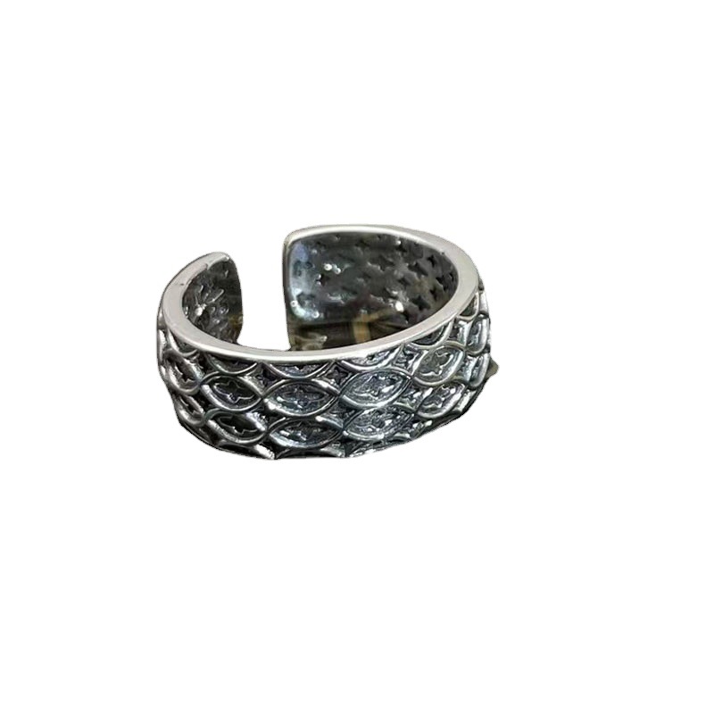 S925 Sterling Silver Street Shooting Personalized Presbyopic Retro Artistic Thailand Silver Ring