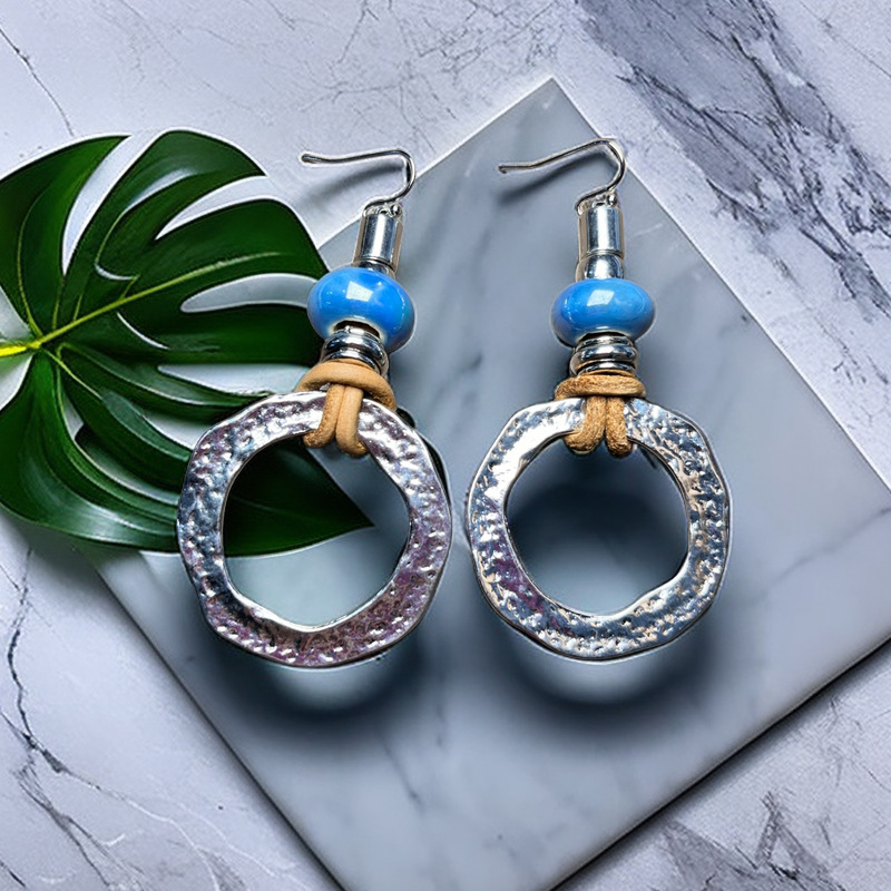 Artistic Circle Blue Retro Simple Earrings