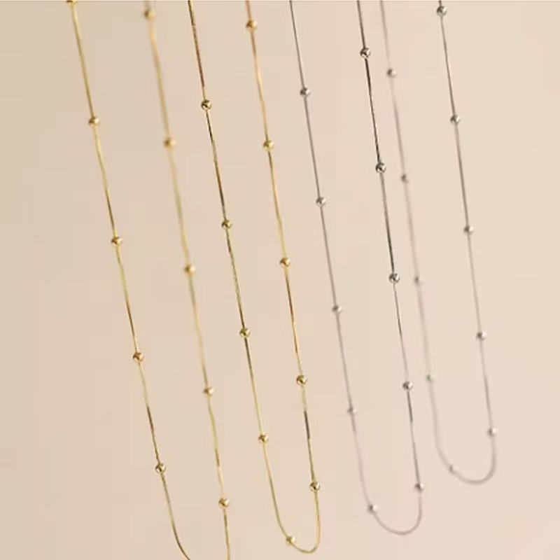 Snake Bone Round Bead Necklace Clavicle Chain