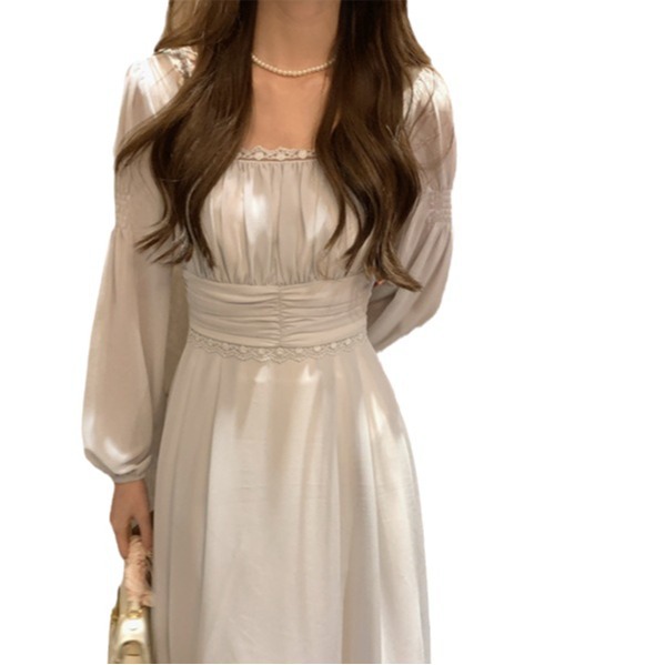 Feminine Style Kikyu Court Style Square Neck Dress