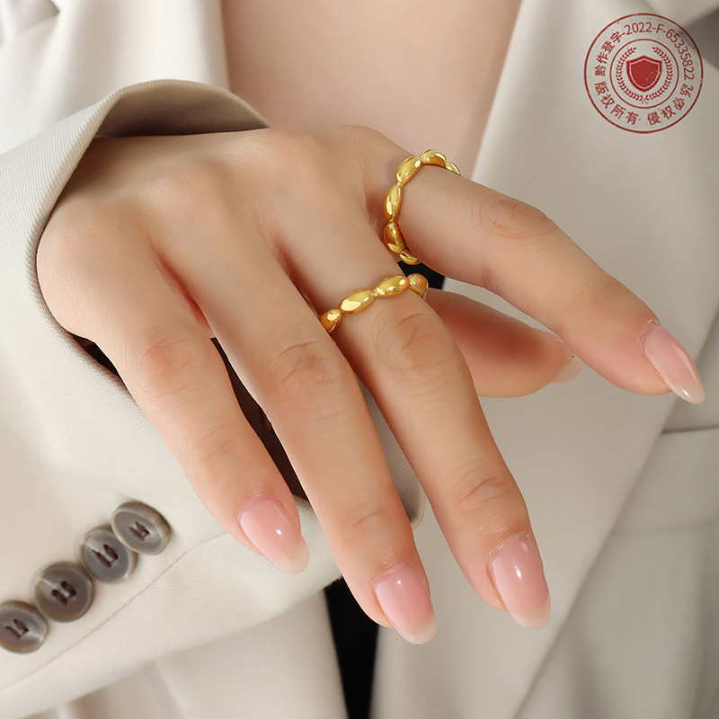 French Style Simple Geometric Ellipse Stitching Ring