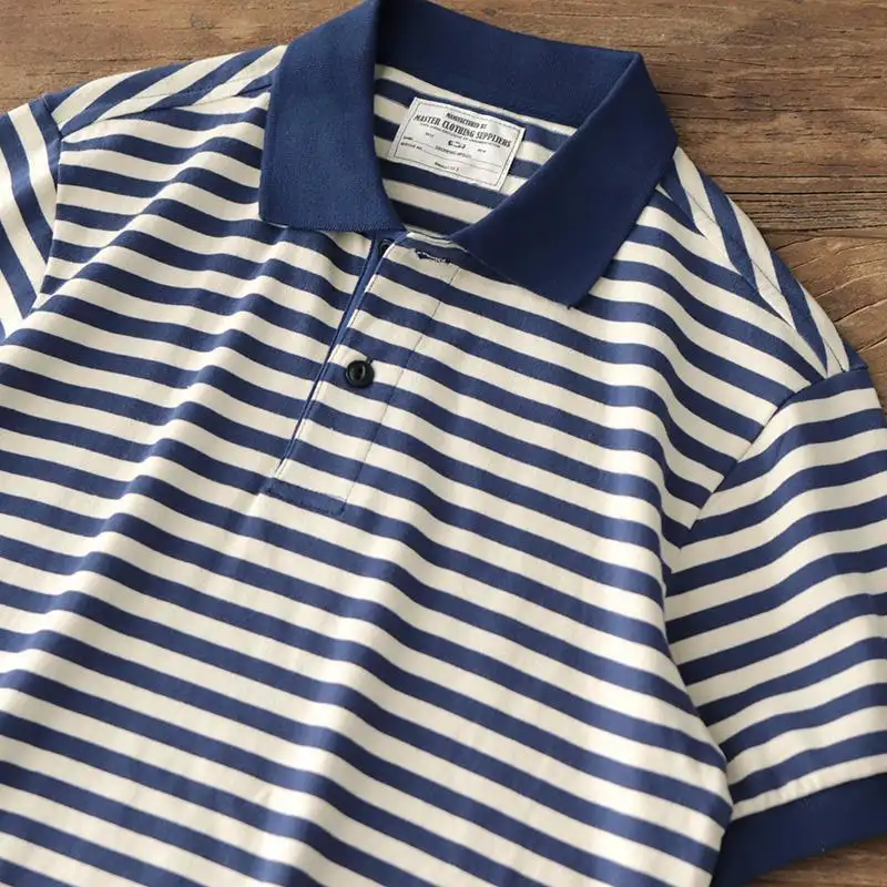 Summer Loose Lapels Men's Retro Casual Striped