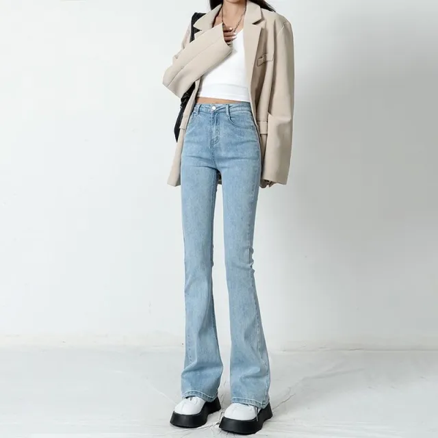 Women's Light colored Skinny Jeans High Waist Tight Light Blue - Shop at LoveMi