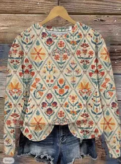 European And American Printing Long Sleeve Casual Top Autumn Winter Sweater - Style 3-S - View 1