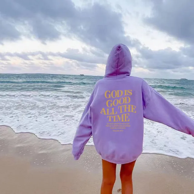 Men's And Women's Brushed Hoody letter Slogan Kangaroo Pocket Drawstring Hoodie Light Purple - Shop at LoveMi