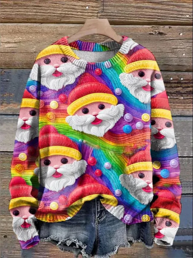 Christmas Popular 3D Digital Printing Loose Pullover Thickened Spring Sweater Llwdz09 5Xl - Shop at LoveMi