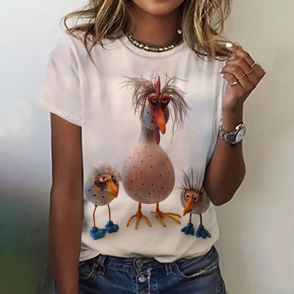 Printed Animal Casual Short-sleeved Top Female