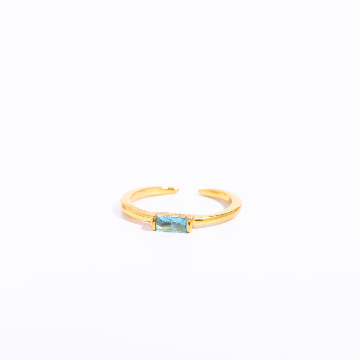 Birthstone Titanium Steel Plated 18K Gold Ring