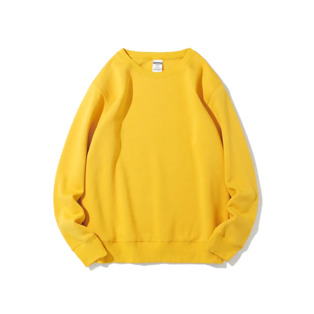Polar Fleece Round Neck Sweater Fleece-lined Light Board Candy Color Long-sleeved Thickened Coat - Turmeric-2Xl