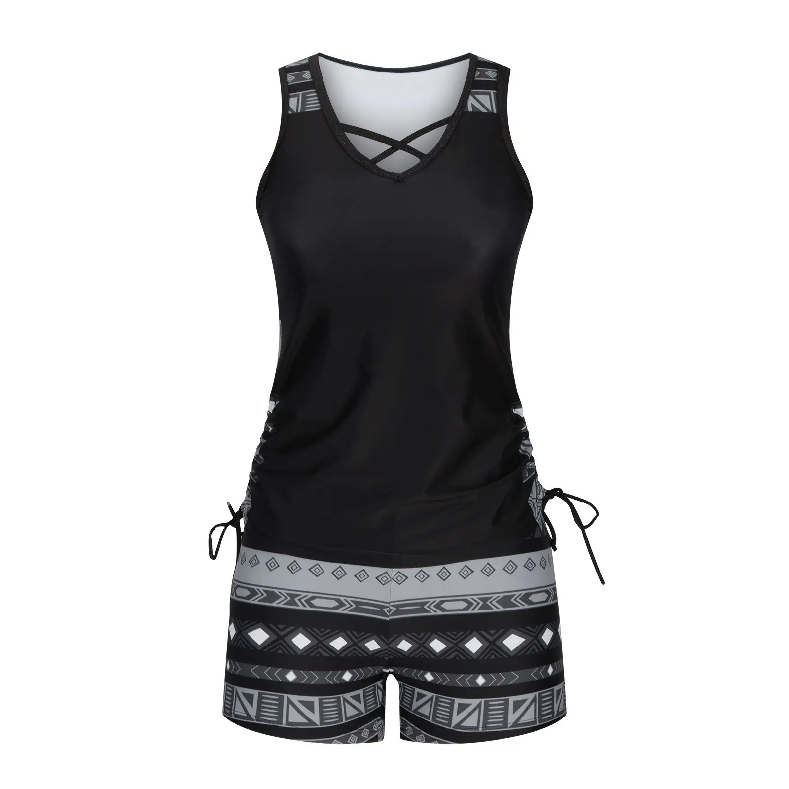 Fashionable And Sexy Cross-neck Swimsuit With Drawstrings On Both Sides For Women