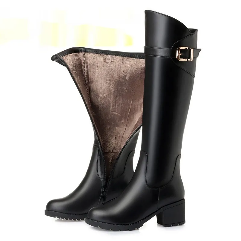Round Head Women's Sleeve Long Rider Boots - Black