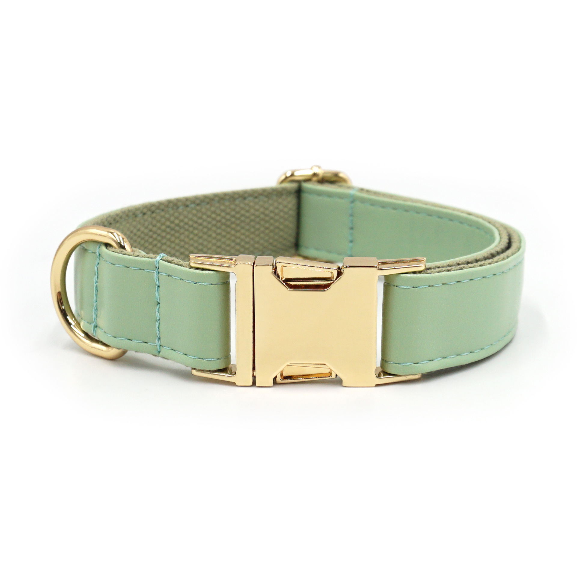 Mint Green Leather Dog Collar