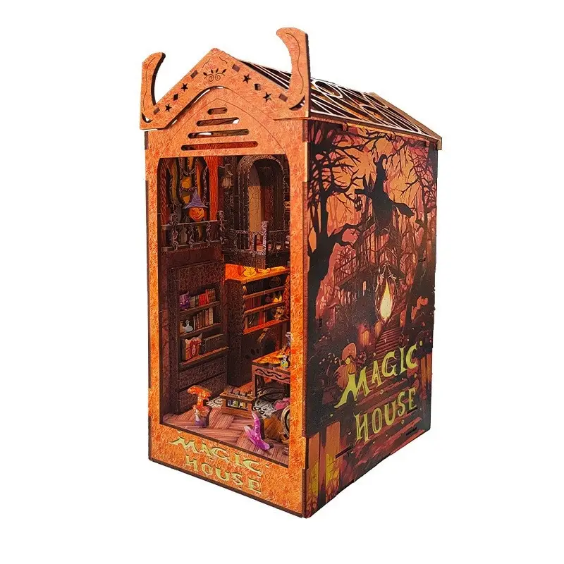 Creative Bookend Wooden Assembled Model Diy Scene Cottage