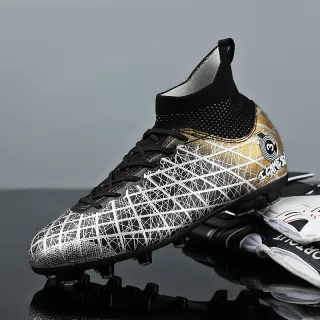 Soccer Shoes Long And Short Spikes Adult Student Race Shoes Training - Black