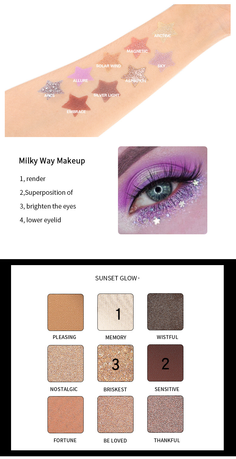 Title 7, Palette ombretti 9 colori matte perla glitter a...