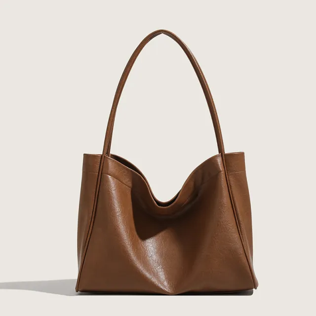 Casual Soft Leather Women's Retro Style Commuter Shopping Shoulder Bag Brown - Shop at LoveMi