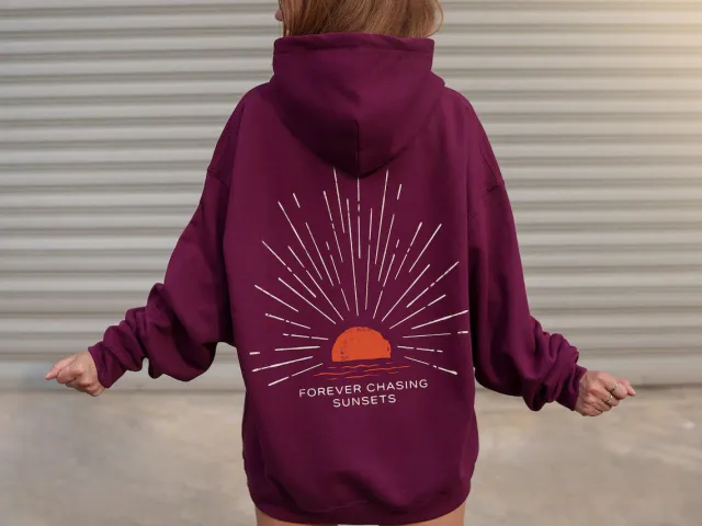 Sweater Printing Stylish Fashion Hooded Wine - Shop at LoveMi