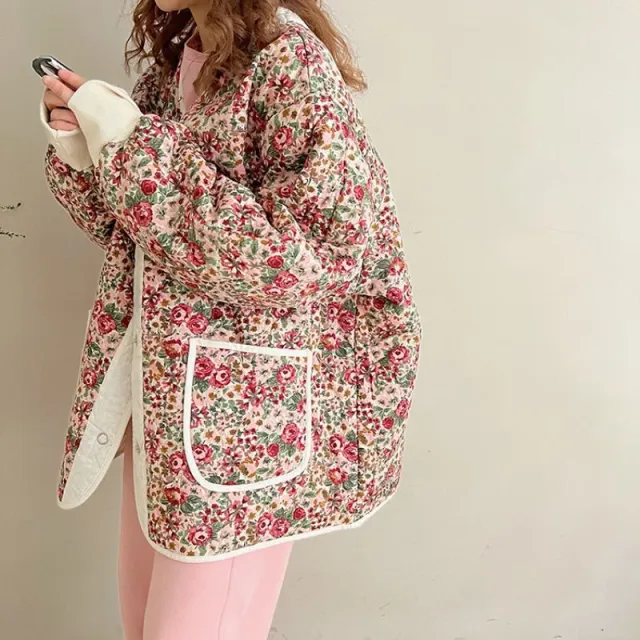 New Lightweight Vintage Gourd Pattern Floral Cotton padded Jacket French Court European Retro - Shop at LoveMi