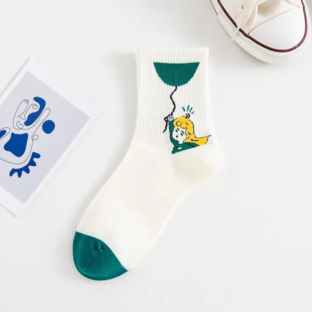 Women's New Mid calf Cartoon Cotton Socks Balloon Girl - Shop at LoveMi