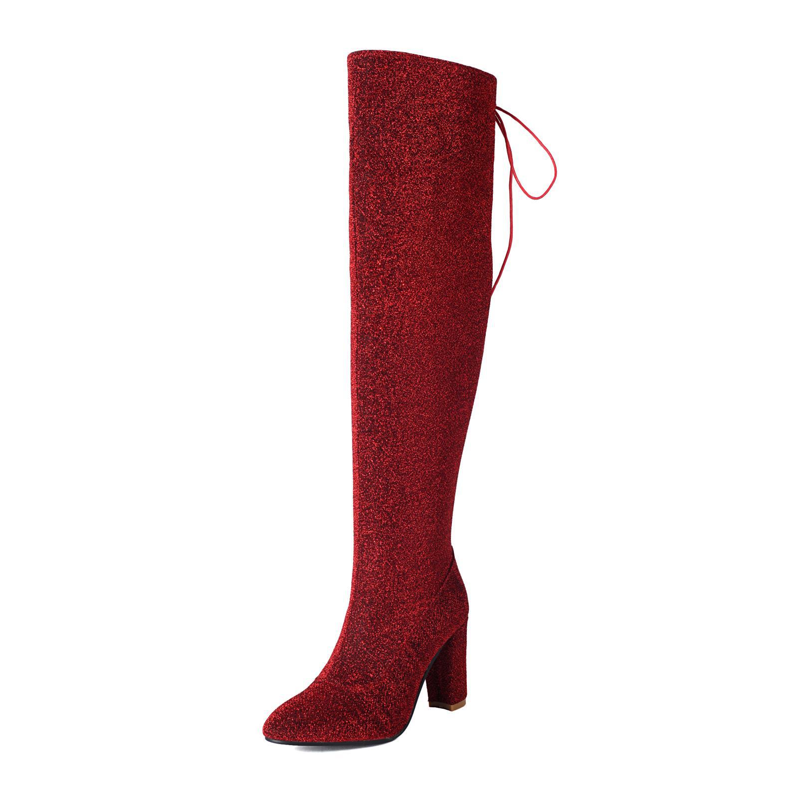 Plus-Size Over The Knee Boots for Women – Chunky Heel Nightclub Platform
