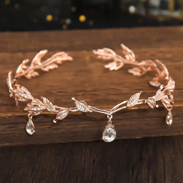 Water Drop Crown Forehead Ornament Rose Gold - Shop at LoveMi
