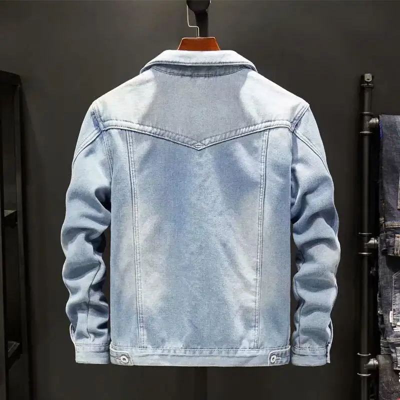 Men's Denim Jacket Autumn Loose Trendy Warm Workwear Top
