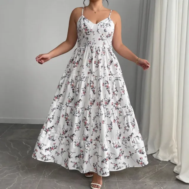 New Gentle French style First Love Floral Spaghetti Strap Dress White - Shop at LoveMi