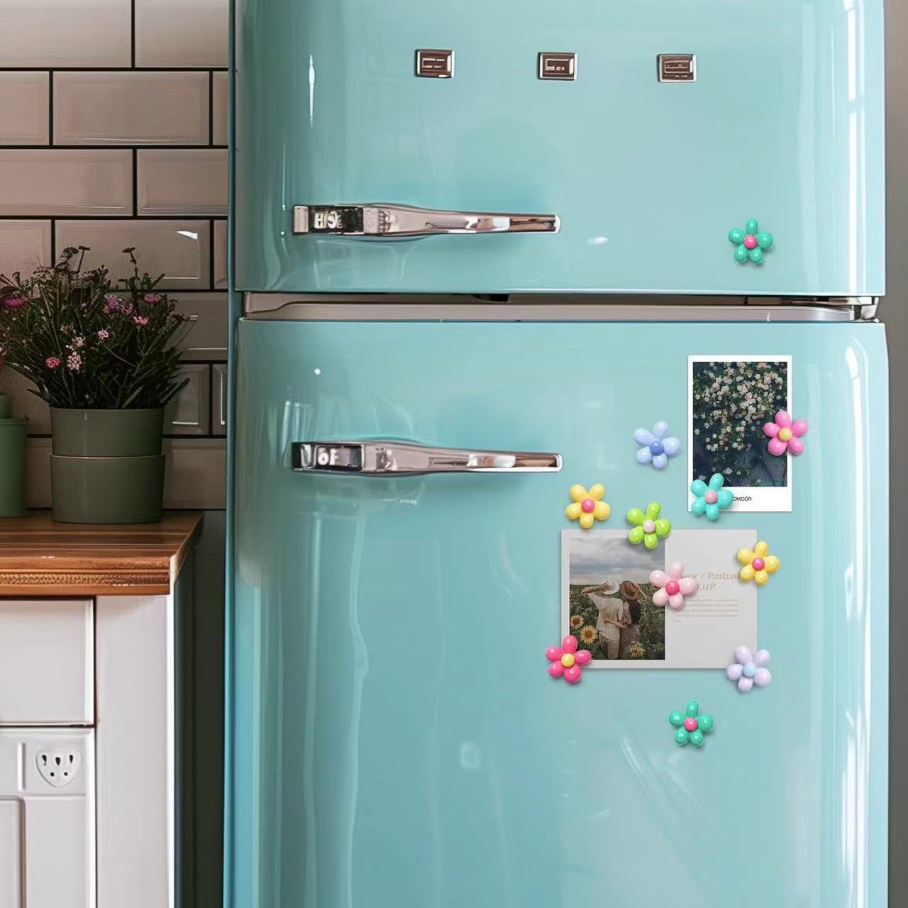 3D Five-Petal Flower Magnetic Fridge Magnet Set
