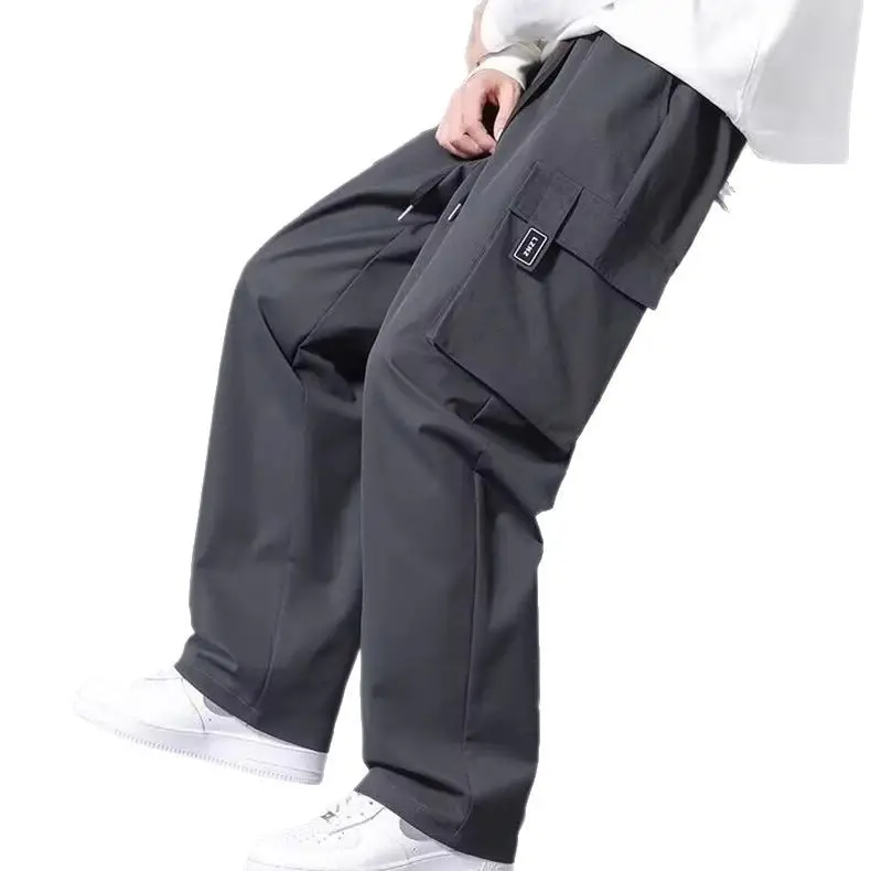 Large Loose Pockets Drawstring Boys Straight Cargo