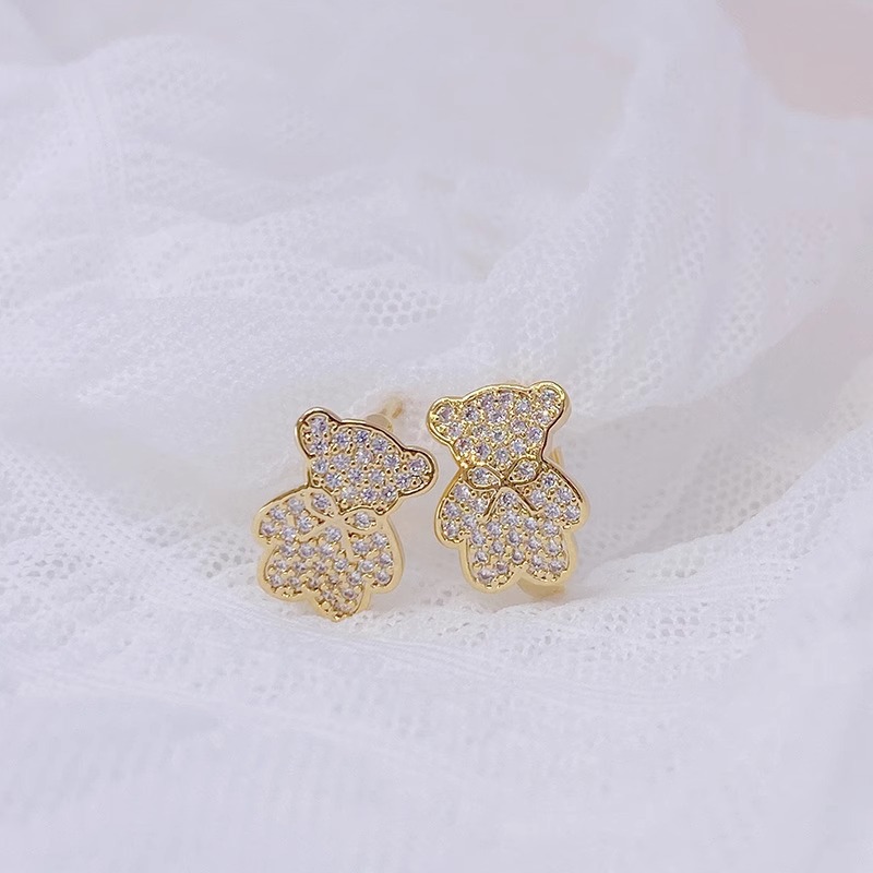 S925 Sterling Silver Bear Ear Studs Women