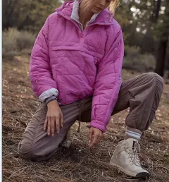 Hooded Cotton Coat Jacket Women - Rose Red - View 1