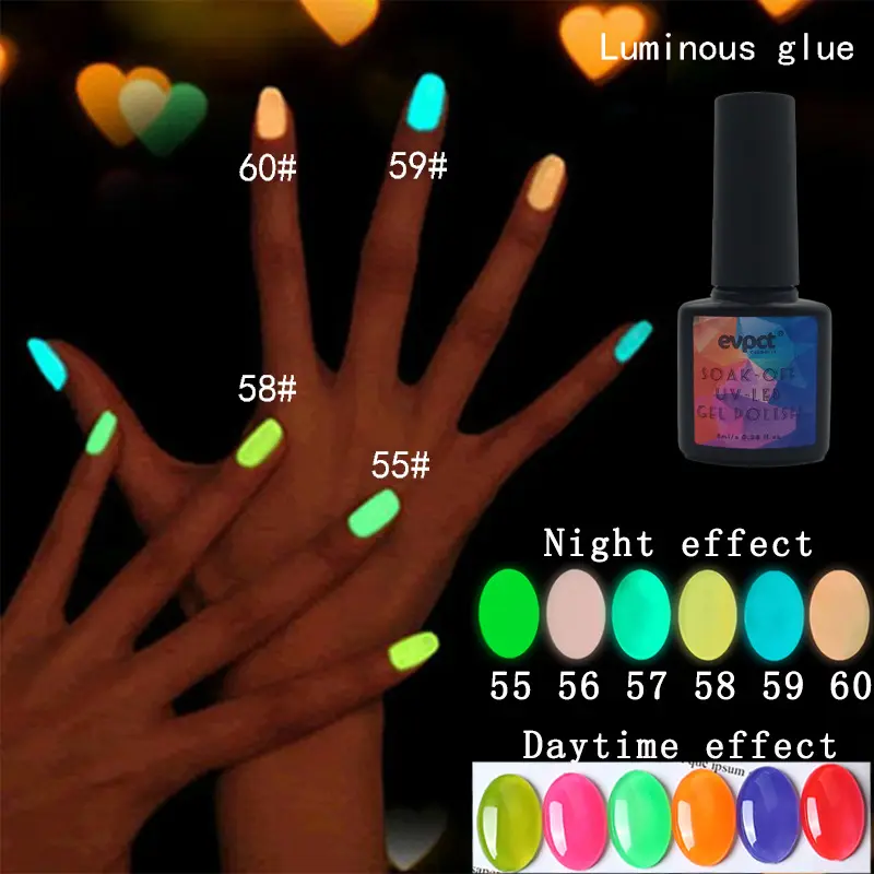 6 Colors Luminous Glue Phototherapy Nail UV
