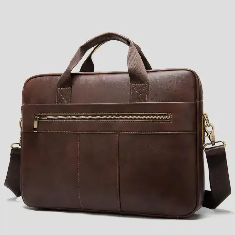 Men's Leather Briefcase Business Bag First Layer Cowhide Portable