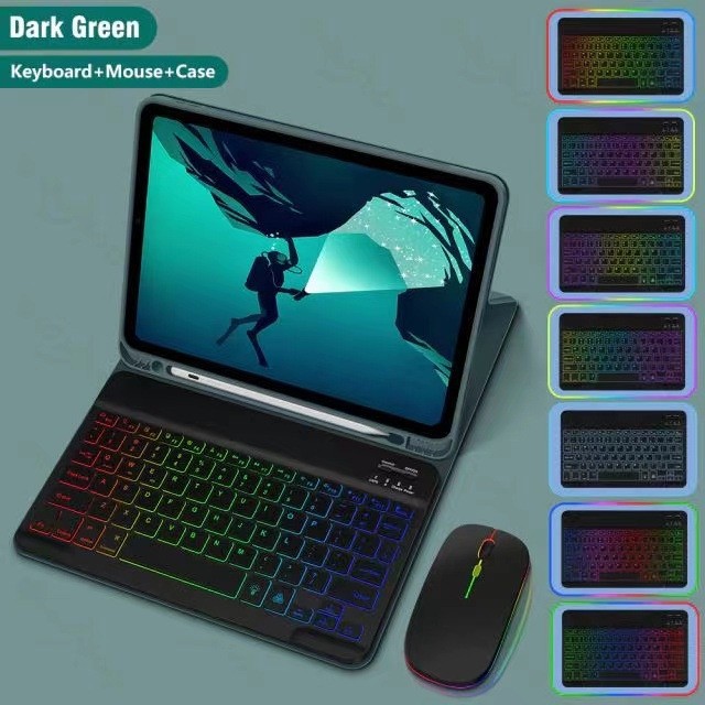 Ipad Protective Case Luminous Bluetooth Keyboard Leather Sheath - Image 8