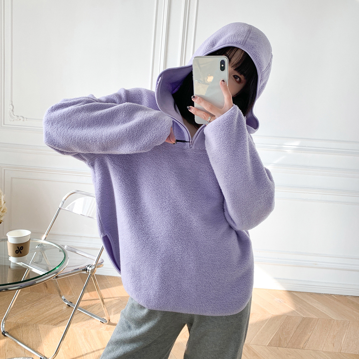Thin Hoodie Loose Long Sleeve Sports Fleece - Image 3