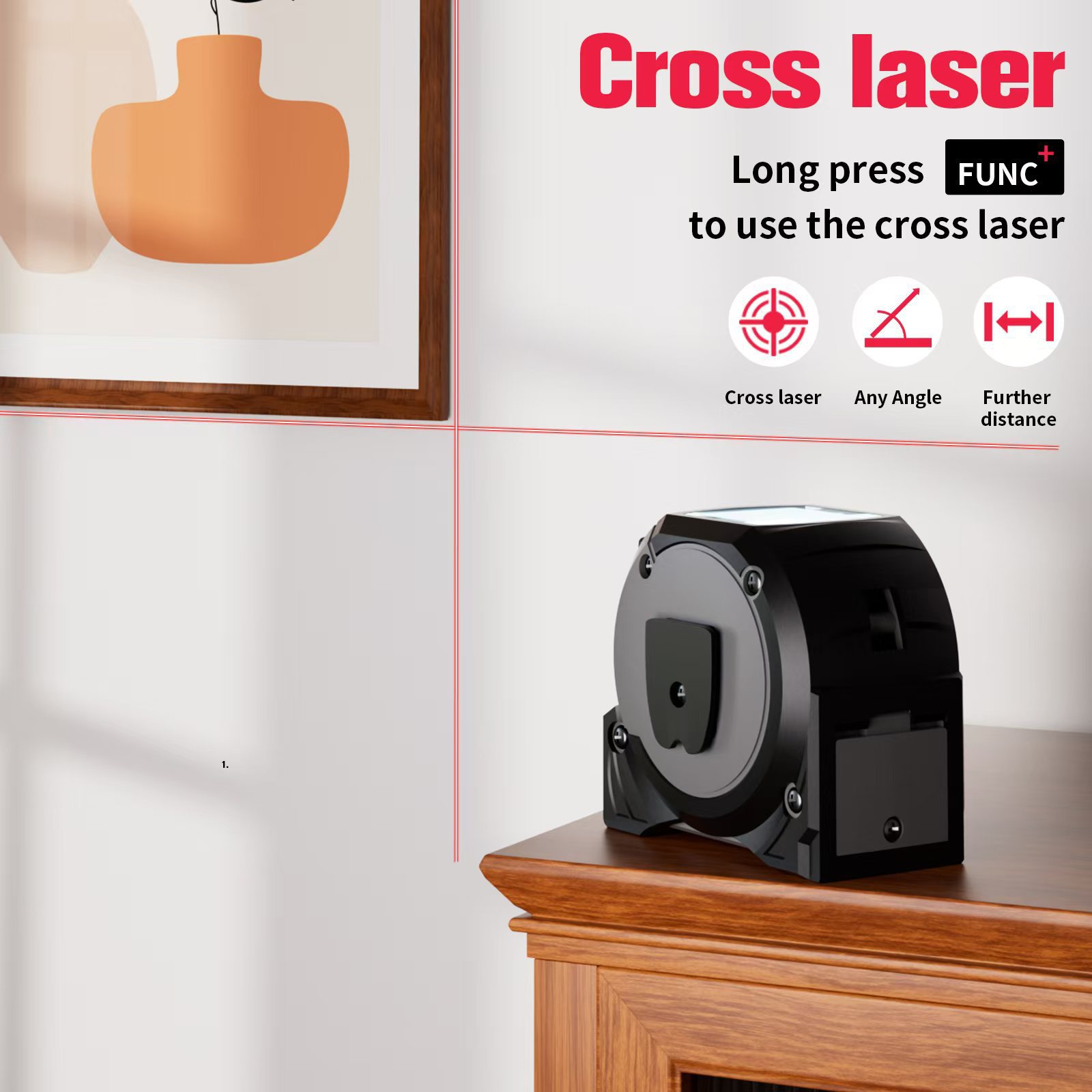 40-meter Digital Smart Tape Measure 3-in-1 Infrared 60-meter Distance Measurer With Cross-line Laser Projection 3
