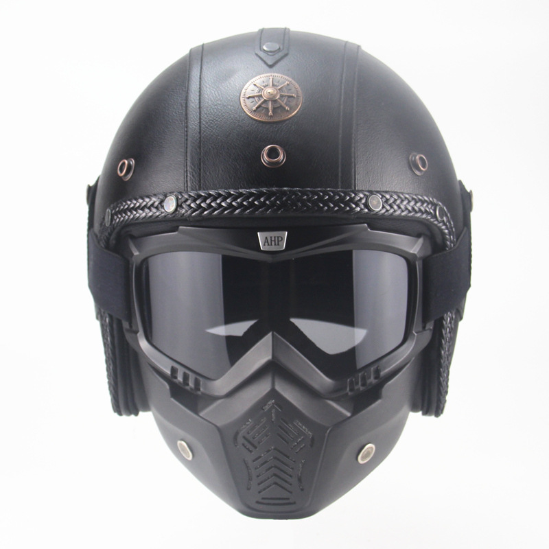 Vintage Leather Personalized Pedal Handmade Helmet - Image 17
