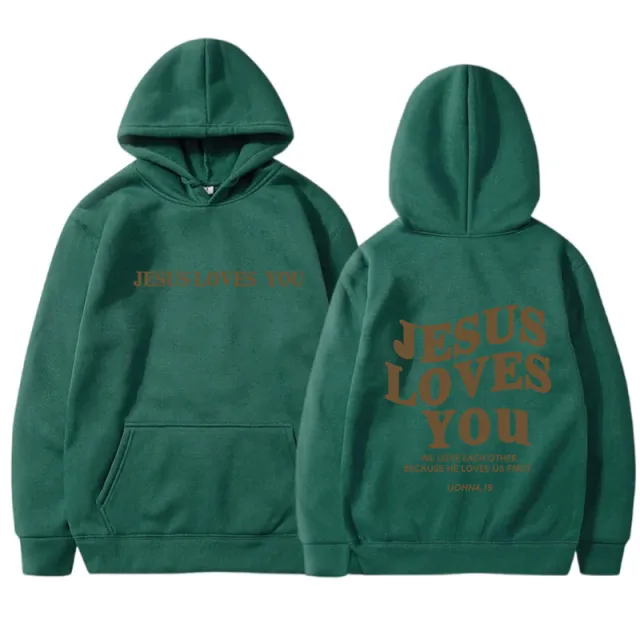 Brushed Hoody Back Letter Printed Kangaroo Pocket Drawstring Printed Hooded Sweater Dark Green - Shop at LoveMi