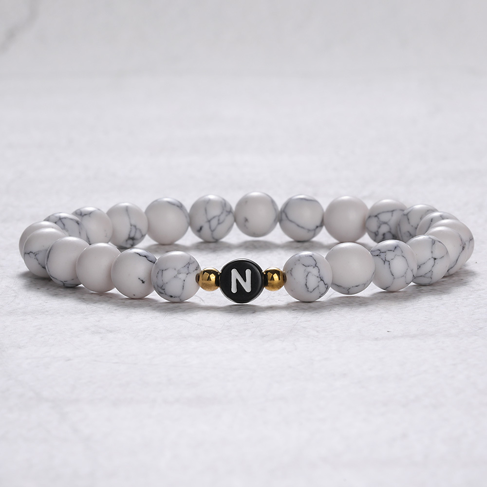 White Turquoise-Style Agate Beads Couple Bracelet - Jewelry & Watches