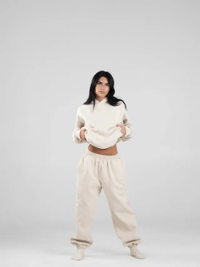 Sweater Suit Embroidered European And American Women's Clothing Top Pants Apricot Pants - Shop at LoveMi
