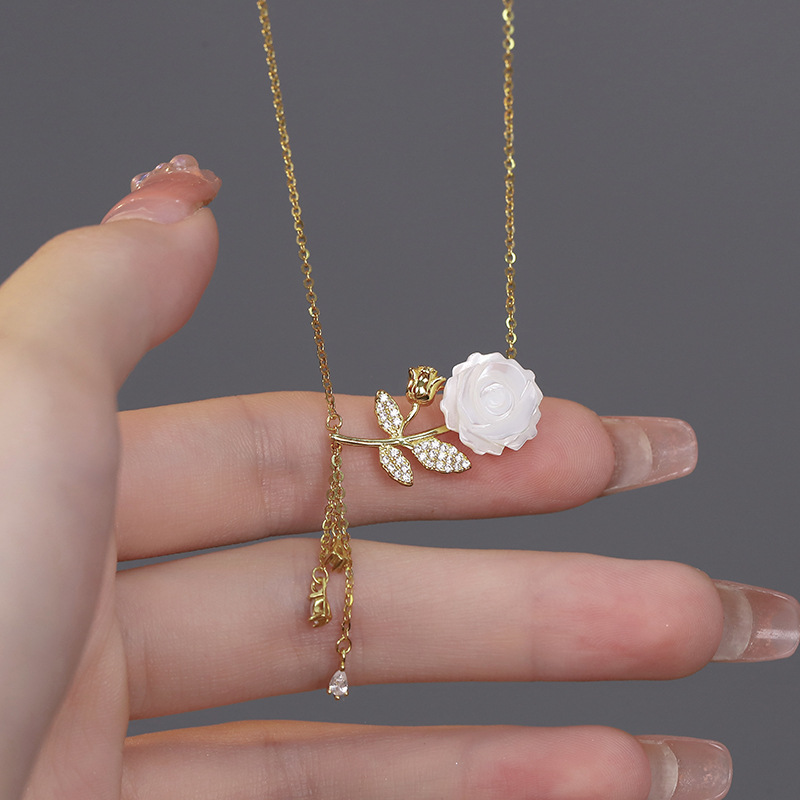 S925 Sterling Silver French Entry Lux Rose Necklace
