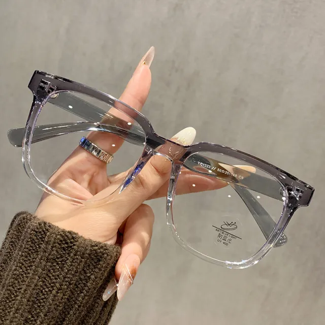 Korean Style Trendy Polygonal Glasses Frame Anti blue Light Gray - Shop at LoveMi
