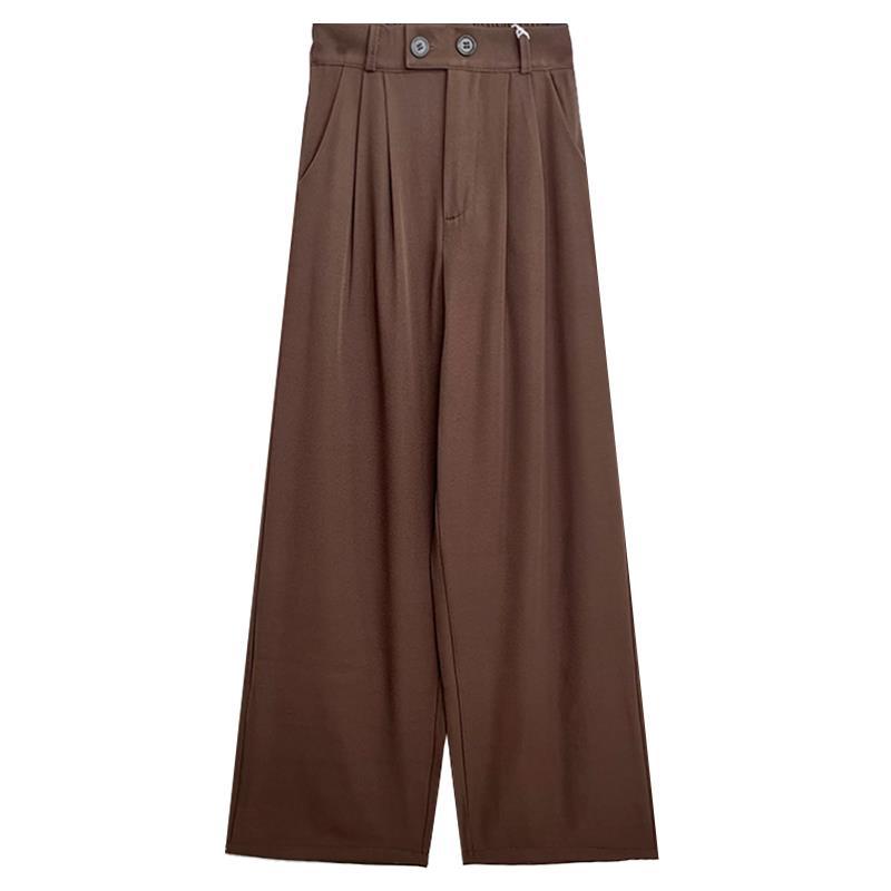 Twill TR Fabric Retro Solid Color Suit Trousers Brown - Shop at LoveMi