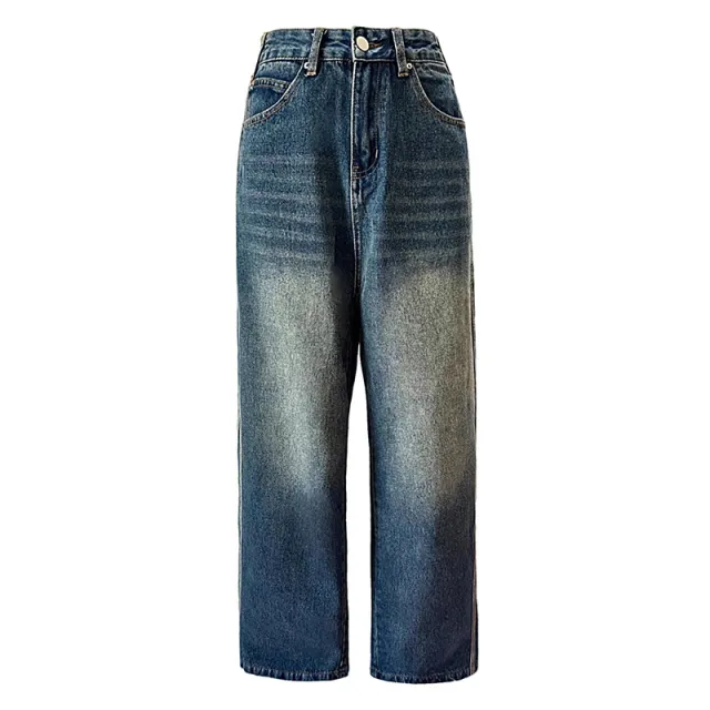 Fashion Striped Wide Straight Jeans For Women Retro Lengthened Xs - Shop at LoveMi