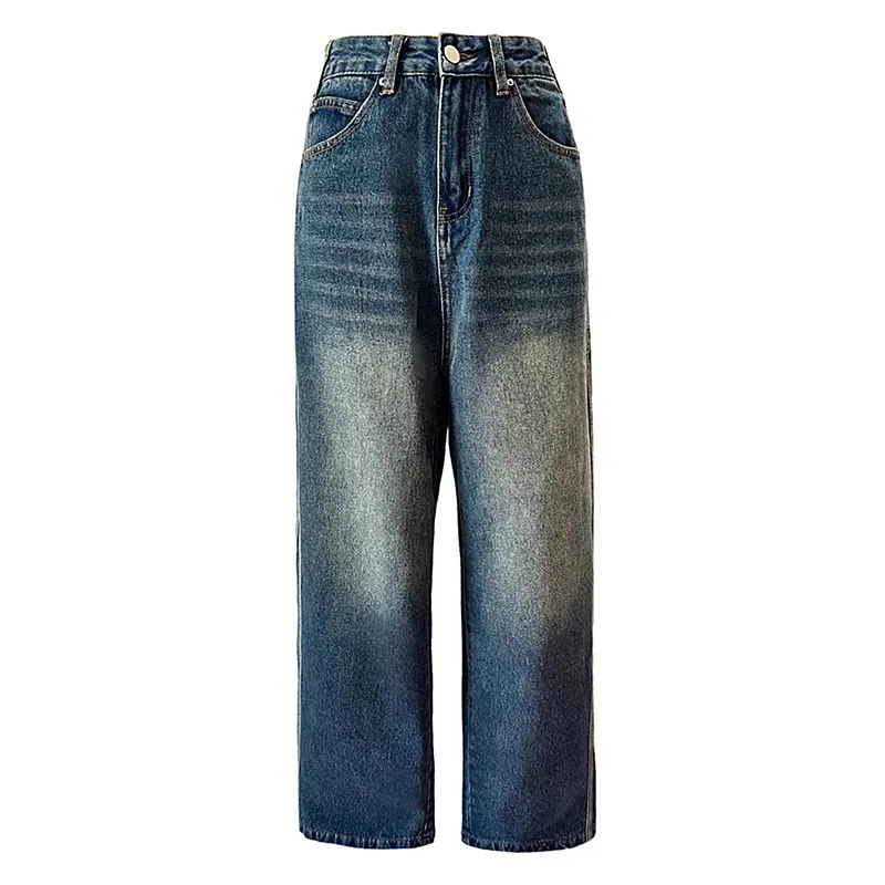 Fashion Striped Wide Straight Jeans For Women - Retro Lengthened-Xs