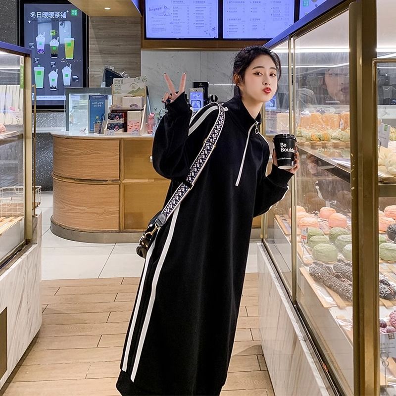New Spring Autumn Long Over-the-Knee Sweatshirt Dress