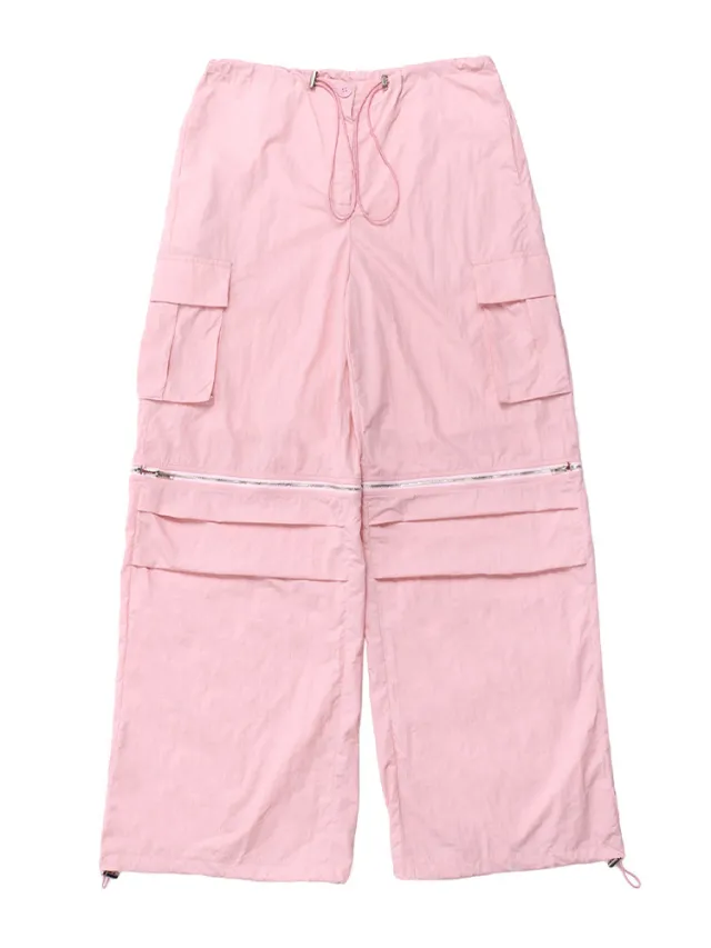 Overalls New Split Loose Zip Trousers Pink - Shop at LoveMi