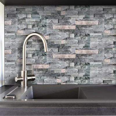 Dining Room Wall Decorative Sticker Black And Gray Imitation Wall Tile Stickers Tile Sticker Floor Stickers Self-adhesive