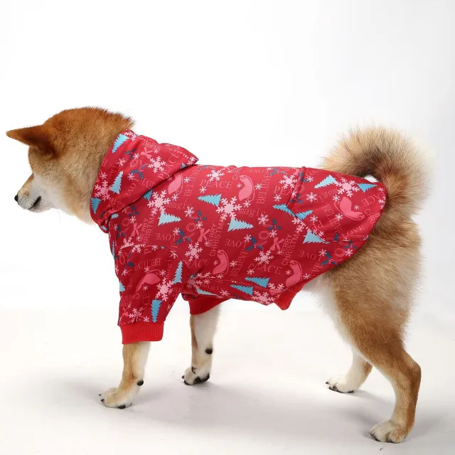Dog Clothes Warm Creative Holiday Clothing Red Christmas Hooded Sweater - Shop at LoveMi