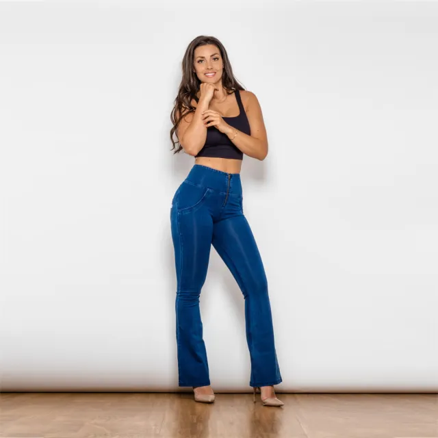 Women's High Waist Dark Blue Straight Tube Peach Jeans Blue - Shop at LoveMi